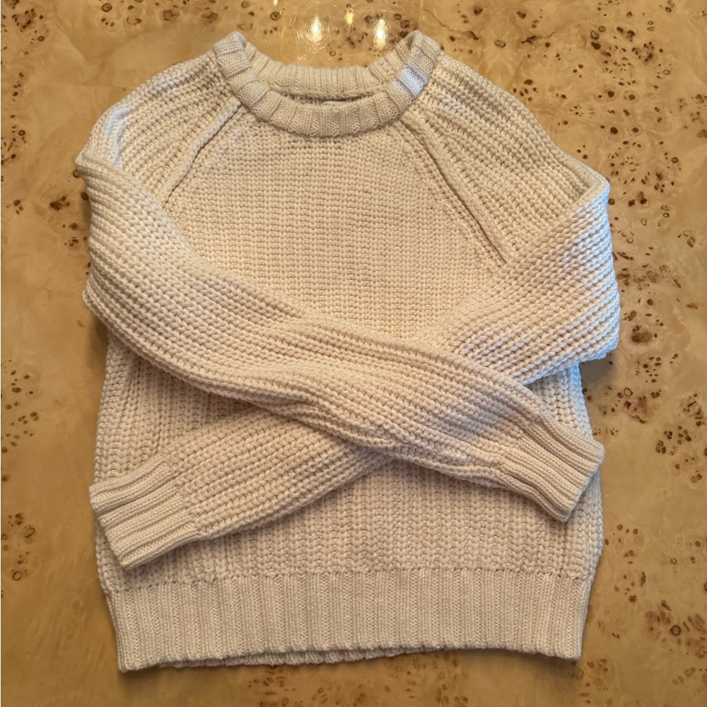 American Eagle Outfitters Cream Shaker Knit Sweater